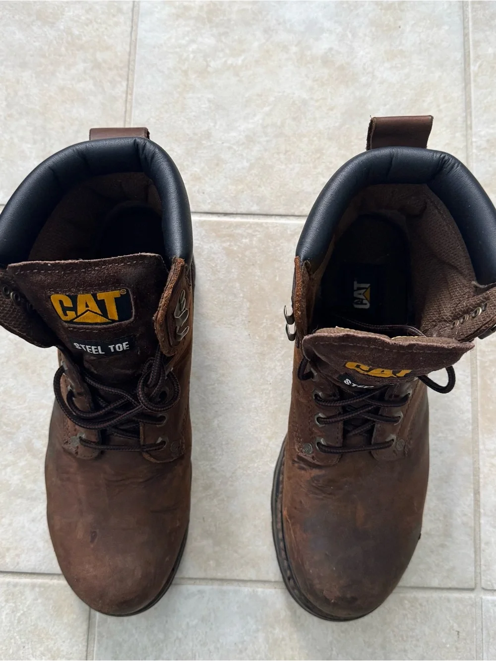 Caterpillar CAT Second Shift Mens Steel Toe Work Boots Brown Leather P89586 11 M